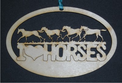 I Love Horses - Wood Ornament