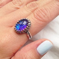 "Snake skin" Mosaic Opal Ring - Thumbnail 2