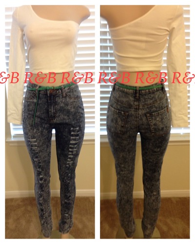 Distressed ripped high waist  