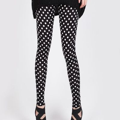 Retro polka dots design black leggings