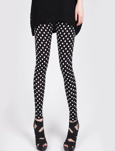 Retro Polka Dots Design Black Leggings