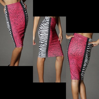 Leopard/zebra mix pencil skirt
