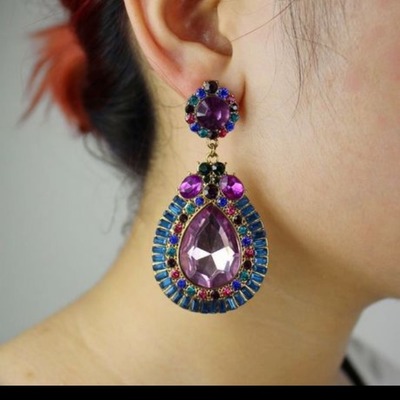 Big blue gem sexy drop earrings