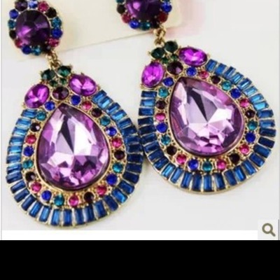 Big blue gem sexy drop earrings
