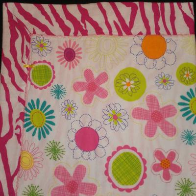 Receiving blanket - floral on pink zebra