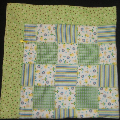 Receiving blanket - toy box squares green
