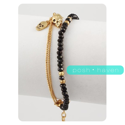 Monroe - Chain Beaded Skull Bracelet