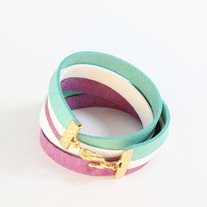 Orchid, White & Spring Green Triple-Lace Wrap Bracelet 