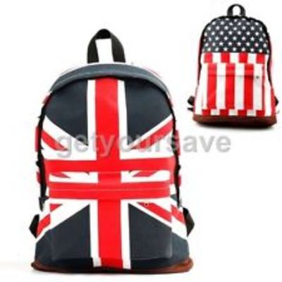 Unisex canvas punk us & uk flag backpack