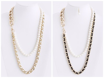 Pearl and Chain Necklace Set