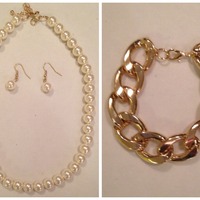 Pearl and Chain Necklace Set - Thumbnail 3