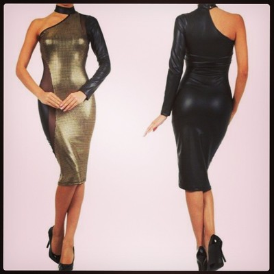 Gold faux leather dress