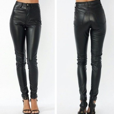 Faux leather high waisted pants