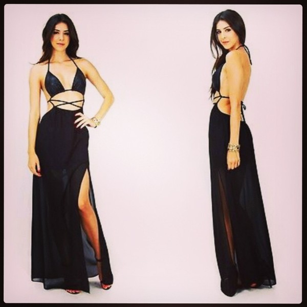 Faux Leather Halter Maxi Dress