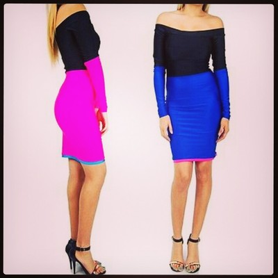 Color block long sleeve bodycon