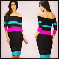 Color Block Bodycon - Thumbnail 1