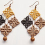 Gold Brown and Black Lace Geometric Earrings-1