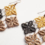 Gold Brown and Black Lace Geometric Earrings-3