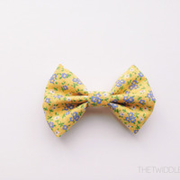Yellow & Purple Floral Bow - Headband - Thumbnail 1