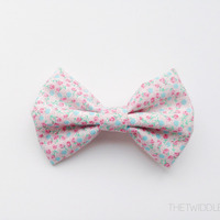 *Limited Edition* Raspberry Vintage Floral print Bow - Headband - Thumbnail 1