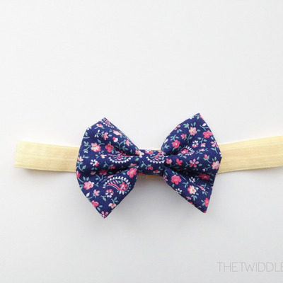*limited edition* navy blue vintage floral bow - headband