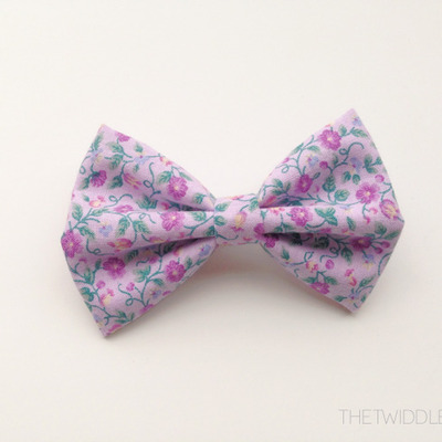 *limited edition* purple vintage floral bow - turquoise barrette 