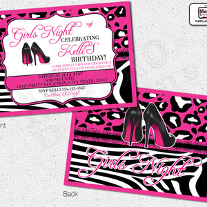 Girls night out invitations, bachelorette party invitations, bridal shower invitation, birthday invitation, adult invitation, invitations - Thumbnail 4