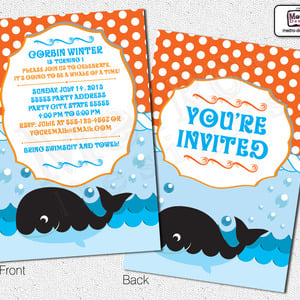 Whale Invitations, First Birthday Invitations, Ocean Invitation, Whale Invitation, Birthday Invitation, Invitations, Invitation, 1st birthay