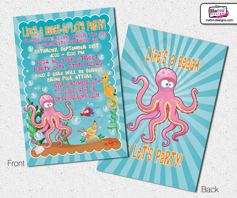 Under The Sea Invitations, Sea Animals Invitations, Party Invitations, Birthday Invitations, Beach Invitations, Invitations, Invitation