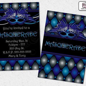 Masquerade Invitations, Masquerade Invitation, Sweet 16 Invitation, Sweet Sixteen Invitation, Adult Invitation, Masquerade Party Invitations