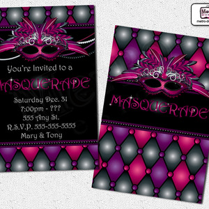 Masquerade invitations, masquerade invitation, sweet 16 invitation, sweet sixteen invitation, adult invitation, masquerade party invitations - Thumbnail 4