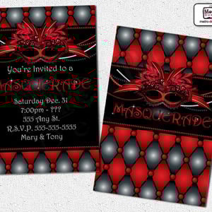 Masquerade invitations, masquerade invitation, sweet 16 invitation, sweet sixteen invitation, adult invitation, masquerade party invitations - Thumbnail 4