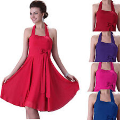 Halter prom lady bridesmaid short dress