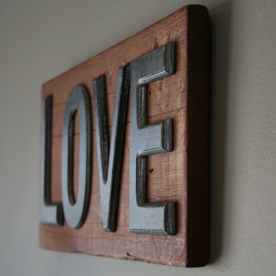Love hand-made reclaimed wood wall art