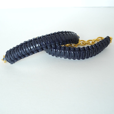 Mini cobra knot bangle - navy blue