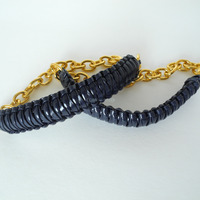 Mini Cobra Knot Bangle - Navy Blue - Thumbnail 1