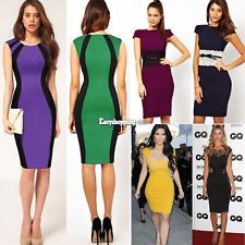 Sexy celebrity midi bodycon pencil slimming panel tea dress 5 colors