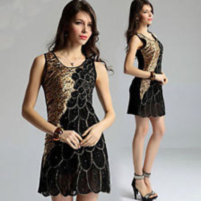 Ladies peacock beading short party dress prom dress