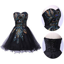 2014 peacock short cocktail prom dress size 4-16