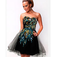 2014 Peacock Short Cocktail Prom Dress Size 4-16 - Thumbnail 1