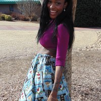 Screen Printed Swing Skirt - Thumbnail 1