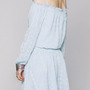 Off Shoulder Long Sleeve Embroided Dress - Thumbnail 1