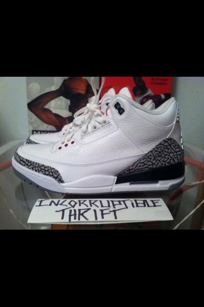 White Cement Air Jordan 3's Size 10