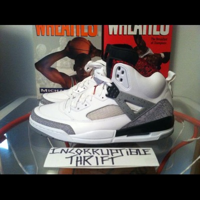 White cement air jordan spizikes size 10