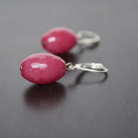 Pink Jade Earrings, Faceted Earrings, Dressy Earrings, Formal - Thumbnail 1