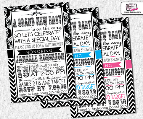 Vintage Baby Shower Invitation, Baby Shower Invitations, Custom Baby Shower Invitations, Black and White Baby Shower Invitations