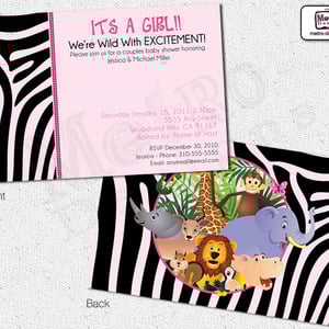 Jungle Baby Shower Invitations, Safari Invitations, Safari Baby Shower Invitations, Jungle Baby Shower Invitations, Invitations, Invitation - Thumbnail 1