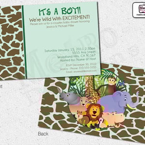 Jungle Baby Shower Invitations, Safari Invitations, Safari Baby Shower Invitations, Jungle Baby Shower Invitations, Invitations, Invitation - Thumbnail 3