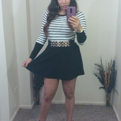 Black & white strip skater dress 