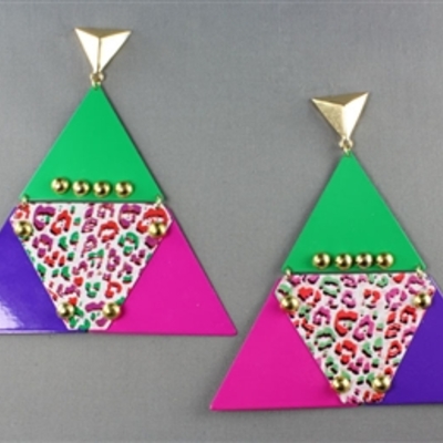Triangle colorful leopard earring